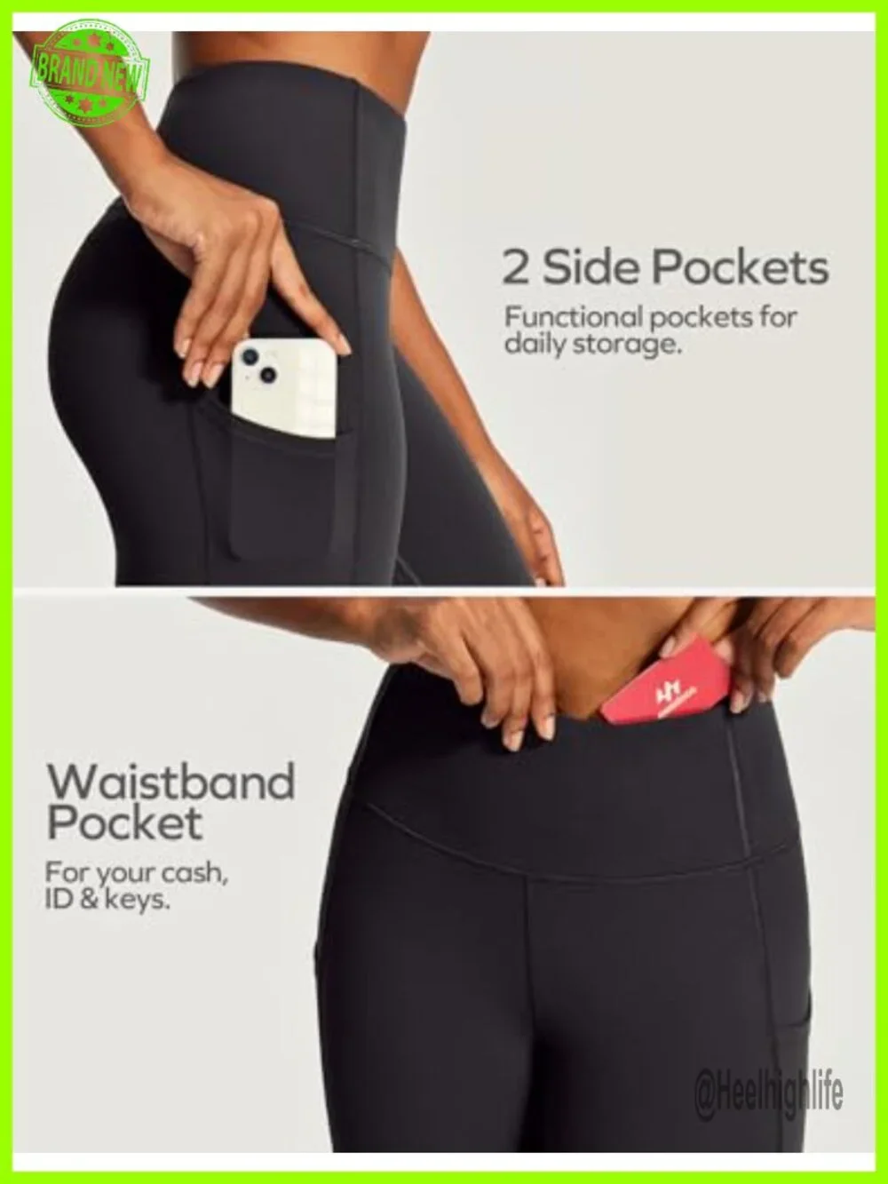 High Waisted Capri Leggings with Pockets Women Yoga Pants 4-Way Stretch